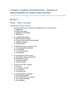 &Eacute;thique et responsabilit&eacute;s en science des donn&eacute;es &ndash; Exercices