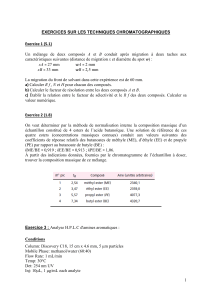 Exercices sur les techniques chromatographiques