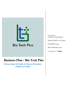 Plan d'affaires Bio Tech Plus : &Eacute;levage int&eacute;gr&eacute; de poulet et tilapia en Guin&eacute;e