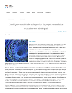 L'IA et la gestion de projet : une relation mutuellement b&eacute;n&eacute;fique?