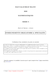 Sujet d'examen de maths Bac blanc 2020 s&eacute;rie S