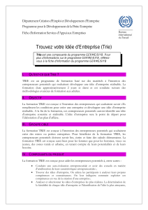 Programme de formation TRIE - OIT Guide pour entrepreneurs