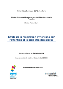 Effets de la respiration synchrone sur l'attention et le bien-&ecirc;tre des &eacute;l&egrave;ves
