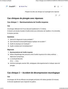 Cas cliniques de plong&eacute;e avec r&eacute;ponses
