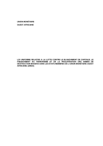 Loi UMOA contre blanchiment et financement terrorisme