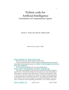 Python Code for AI: Foundations of Computational Agents