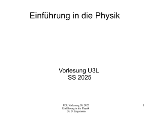 Einf&uuml;hrung in die Physik Vorlesung