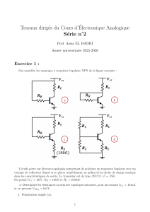 &Eacute;lectronique Analogique: Probl&egrave;mes de Polarisation de Transistors - TD S&eacute;rie 2
