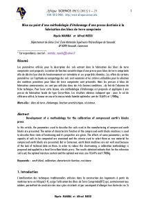 M&eacute;thodologie d'&eacute;talonnage d'une presse pour blocs de terre comprim&eacute;e