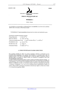 CCP Physique 2 MP 2000 &mdash; &Eacute;nonc&eacute; : Conductivit&eacute; des Semi-conducteurs