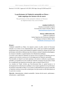 Performance de l'industrie automobile au Maroc : facteurs de succ&egrave;s