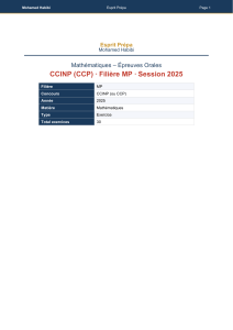 Exercices oraux de math&eacute;matiques CCINP MP 2025 par Mohamed Habibi