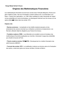 Origines des Math&eacute;matiques Financi&egrave;res
