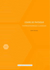 Cours de Thermodynamique Classique - Physique