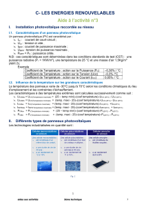 Aide &agrave; l'activit&eacute; n&deg;3 : &Eacute;nergies Renouvelables - Panneaux Photovolta&iuml;ques