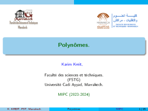 Polyn&ocirc;mes - Cours de math&eacute;matiques sup&eacute;rieures
