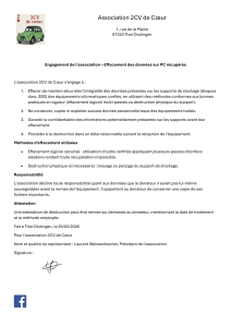 Lettre d'engagement d'effacement des donn&eacute;es de l'Association 2CV de C&oelig;ur