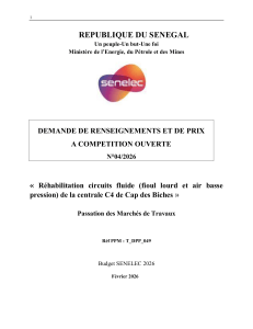 Appel d'offres N&deg;04/2026 - R&eacute;habilitation circuits fluide C4 Cap des Biches