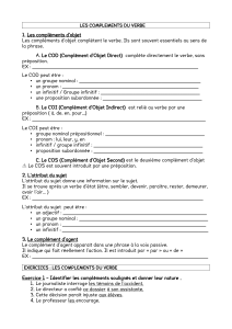 Les Compl&eacute;ments du Verbe - Exercices de Grammaire Fran&ccedil;aise