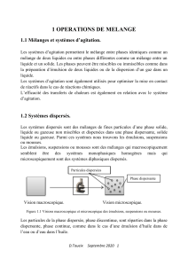 Op&eacute;rations de m&eacute;lange : syst&egrave;mes d'agitation et syst&egrave;mes dispers&eacute;s