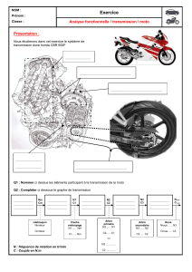Exercice Analyse Fonctionnelle Transmission Moto Honda CBR 600F