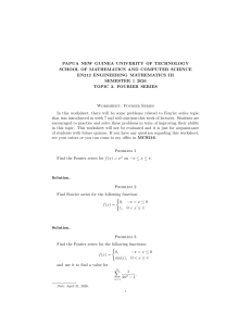 Fourier Series Worksheet - EN212 Engineering Mathematics III