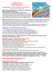 Programme de messe Pentec&ocirc;te Vabres 2024