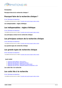 Formation recherche clinique : &eacute;thique, acteurs, types