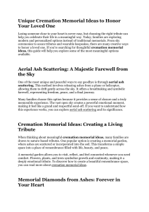 Cremation Memorial Ideas: Unique Ways to Honor Your Loved One