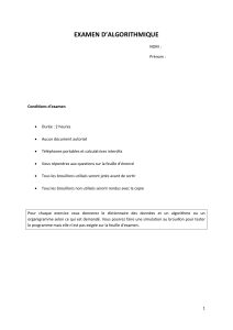 Examen d'Algorithmique - Exercices et Algorithmes