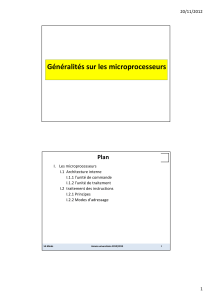 G&eacute;n&eacute;ralit&eacute;s sur les microprocesseurs : Architecture et Traitement des Instructions