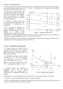 Exercices sur la corrosion du zinc et diagrammes E-pH du plomb