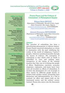 Frantz Fanon's Critique of Colonialism: A Philosophical Inquiry