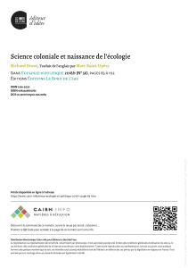 Science coloniale et naissance de l'&eacute;cologie
