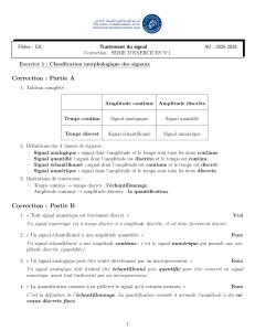 Correction d'exercices : Classification morphologique des signaux