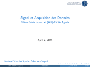 Signal et Acquisition des Donn&eacute;es - Cours GI1 ENSA Agadir