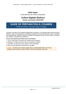 Guide de pr&eacute;paration Python 2025-2026 | ENSA Agadir