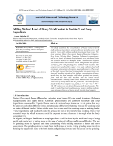 Milling Methods & Heavy Metal Content in Foodstuffs