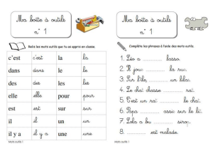 French Language Worksheet: Toolbox 1