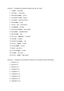 Exercices de conjugaison fran&ccedil;aise : -er, -&eacute;, -ez