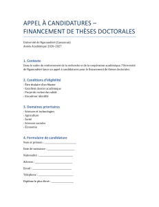 Appel &agrave; candidatures : Financement th&egrave;ses doctorales Universit&eacute; Ngaound&eacute;r&eacute; 2026-2027