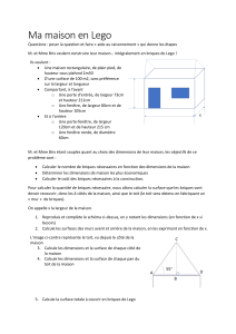 Probl&egrave;me de math&eacute;matiques : Ma maison en Lego