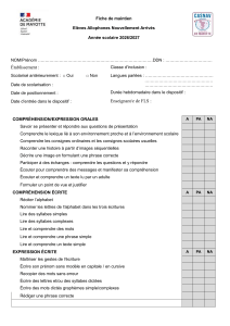 Fiche de maintien 2026/2027 pour &eacute;l&egrave;ves allophones