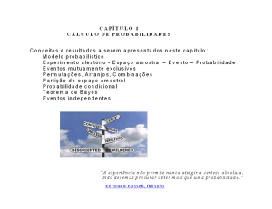 Cap&iacute;tulo 1: C&aacute;lculo de Probabilidades - Permuta&ccedil;&otilde;es, Arranjos, Combina&ccedil;&otilde;es