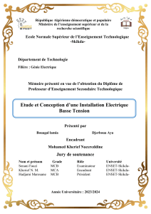 M&eacute;moire : &Eacute;tude et Conception d'une Installation &Eacute;lectrique Basse Tension