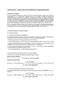 Dimensionnement des batteries de condensateurs