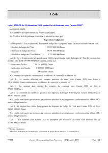 Loi de finances 2020 Tunisie : Dispositions budg&eacute;taires