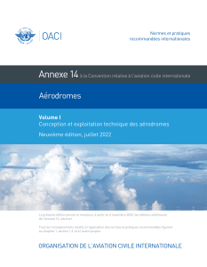 Annexe 14 OACI Volume I: Conception et exploitation technique des a&eacute;rodromes