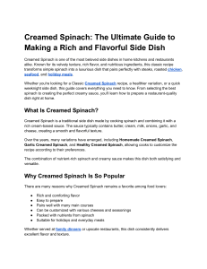 Creamed Spinach Recipe Guide