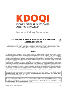 KDOQI Vascular Access Guideline 2019 Update